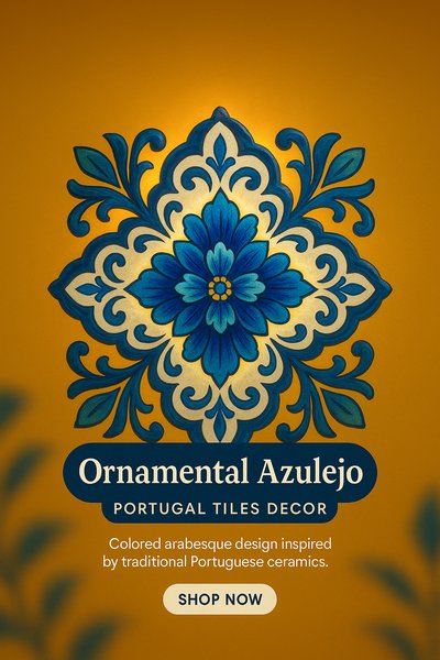 Ornamental Azulejo Design for Portugal Tiles Decor