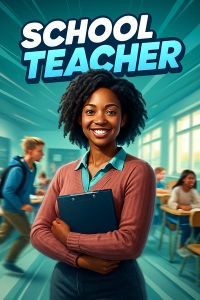 Dynamic Classroom Portrait of a Young School Teacher