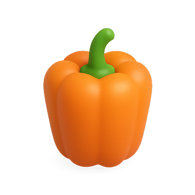 Stylized 3D Illustration of an Orange Bell Pepper