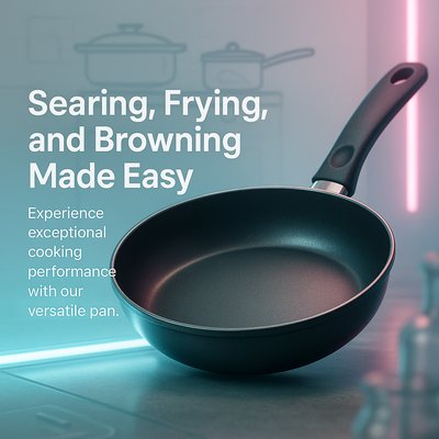 Versatile Cooking Pan Advertisement with Modern Design