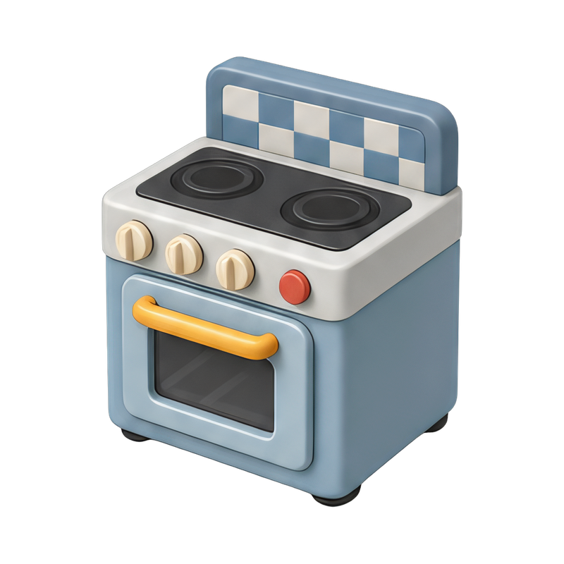 colorful play kitchen stove
