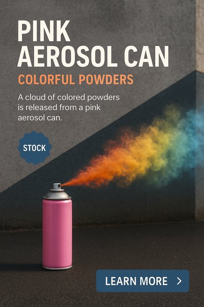 Vibrant Pink Aerosol Can with Colorful Powder Cloud