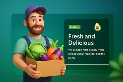 Man Holding a Box of Fresh Vegetables in a Modern 3D Illustration