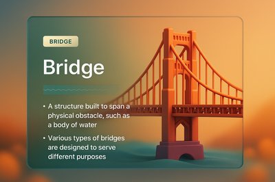 Modern 3D Illustration of a Bridge with Transparent Elements