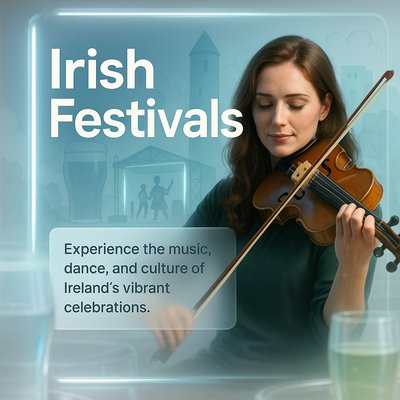 Promotional Graphic for Irish Festivals Highlighting Music and Culture