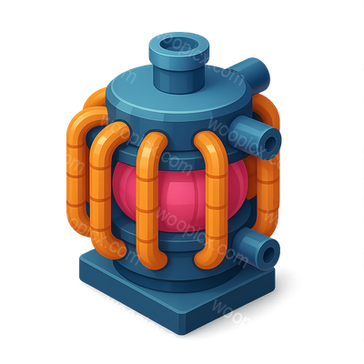 3D Tokamak Fusion Reactor Icon in Isometric View
