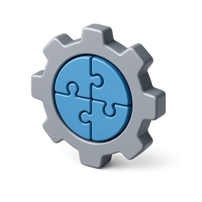 3D Puzzle Gear Icon with Volumetric Design