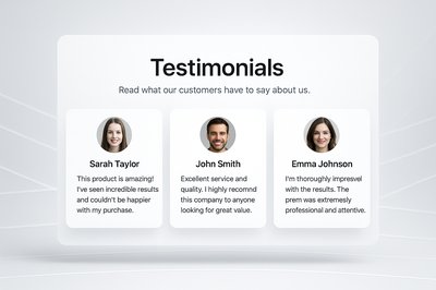 Modern Testimonials Section with User Feedback Cards