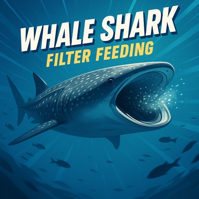 Illustration of a Whale Shark Filter Feeding in Ocean Depths