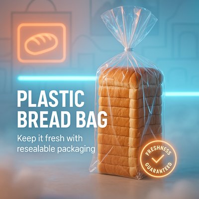Modern Plastic Bread Bag with Resealable Design