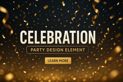 Festive Celebration Banner with Confetti and Streamers