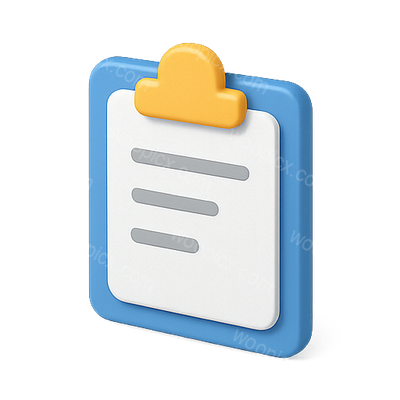 3D Clipboard Icon with Checklist Design