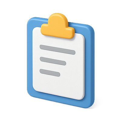 3D Clipboard Icon with Checklist Design