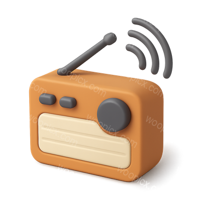 Stylized 3D Radio Icon in Isometric View