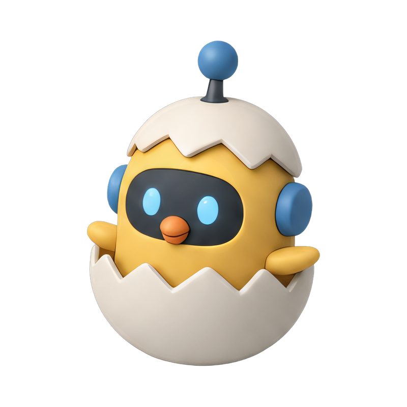 adorable robot chick emerging