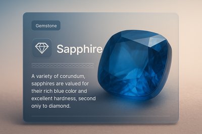 3D Sapphire Gemstone Design with Informative Block