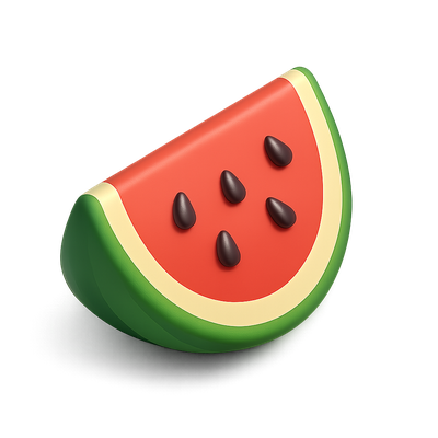 3D Icon of a Watermelon Slice in Isometric View