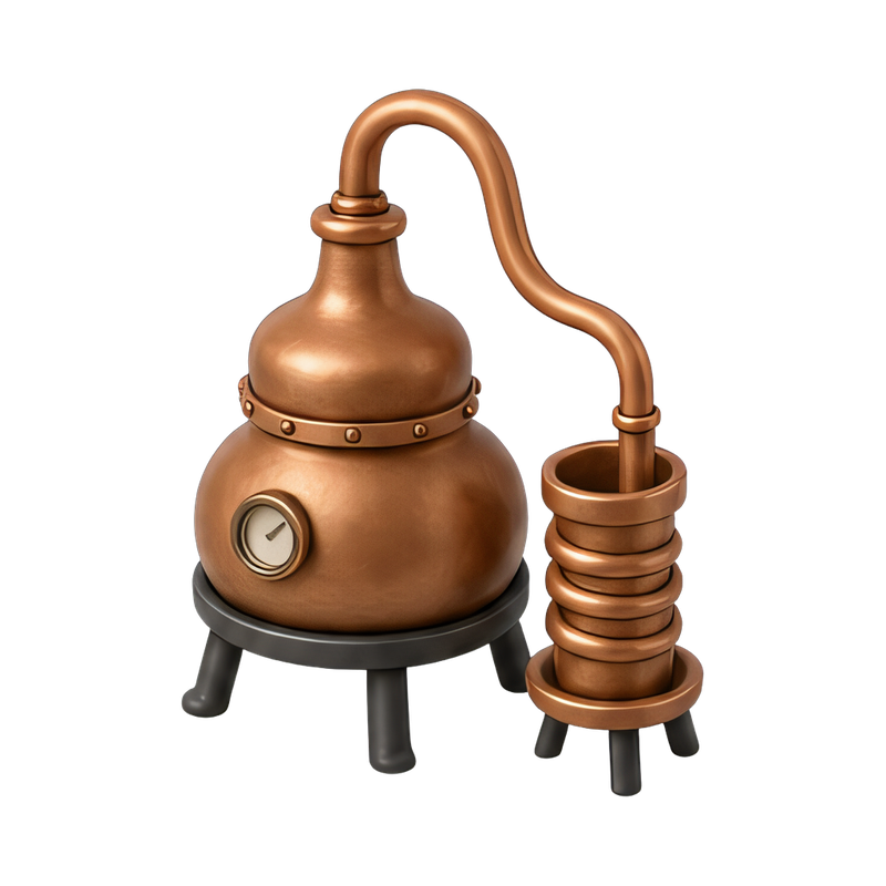 small copper alembic still