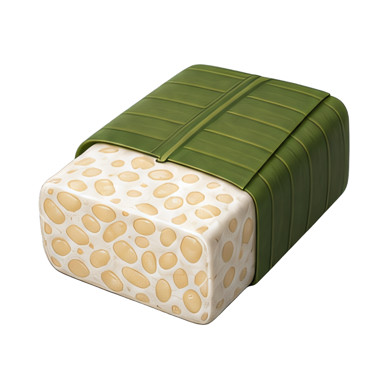 Tempeh block wrapped in leaves