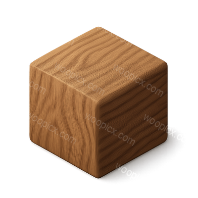 3D Hickory Wood Icon with Isometric View