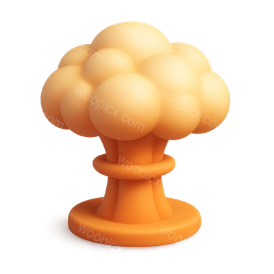 Stylized 3D Mushroom Cloud Icon in Isometric View