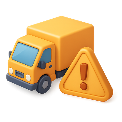3D Delivery Truck Icon with Warning Sign