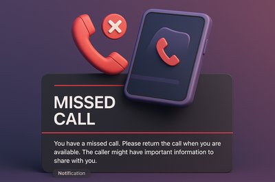 3D Illustration of Missed Call Notification with Gradient Background