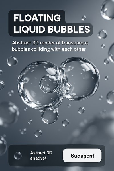 Abstract 3D Render of Floating Liquid Bubbles