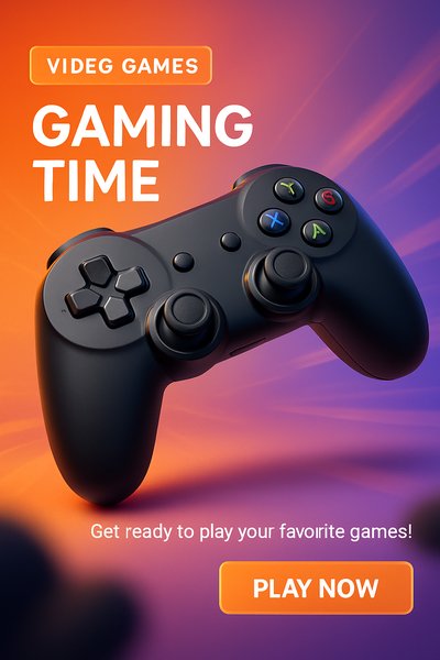 Vibrant Gaming Promotion with Controller and Call to Action