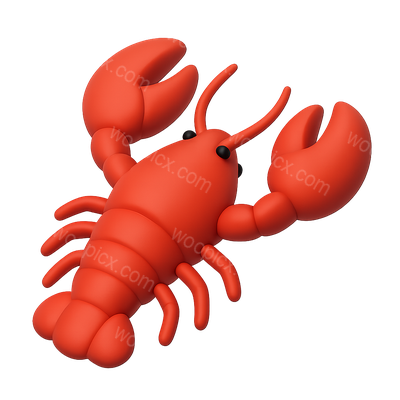 3D Lobster Icon in Vibrant Red Color