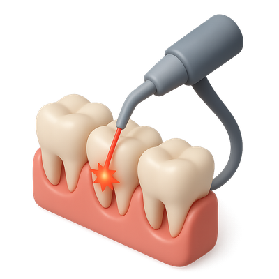 3D Icon of Dental Cleaning with Laser Treatment