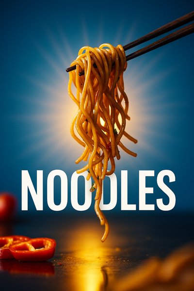 Dynamic Realistic Noodles with Vibrant Background
