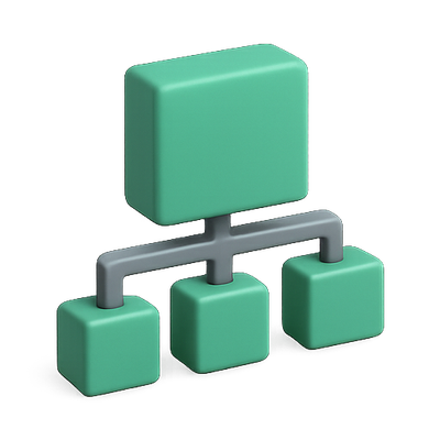 3D Flowchart Diagram with Geometric Shapes