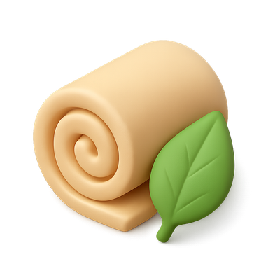 Stylish 3D Rolled Towel with Leaf Icon