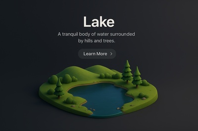 Serene Lake Scene with Hills and Trees in 3D