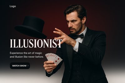 Stylish Illusionist Web Page Design with Magic Theme