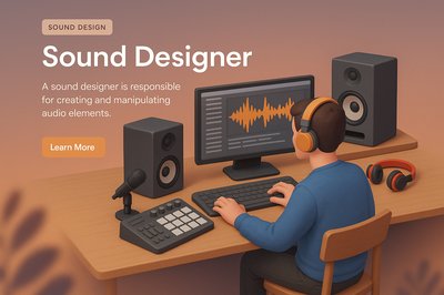 Engaging 3D Illustration of a Sound Designer at Work