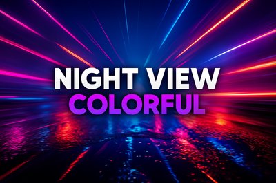 Vibrant Neon Lights Reflecting on a Dark City Street