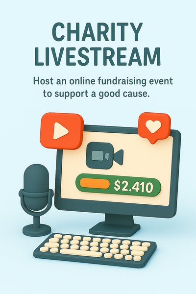 3D Illustration of Charity Livestream Setup for Fundraising Events