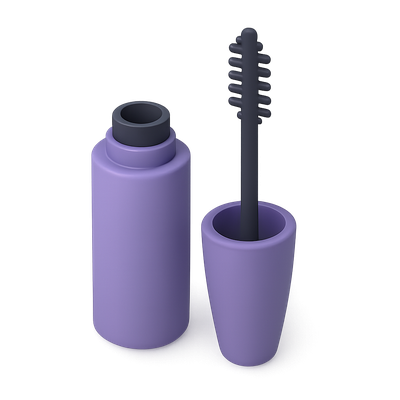 Stylish 3D Mascara Icon with Brush in Isometric View