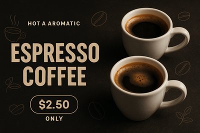 Dynamic Espresso Coffee Advertisement with Bold Typography