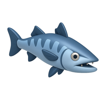 Stylized 3D Barracuda Icon with Isometric View