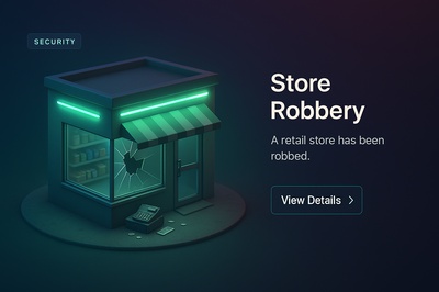 Neon-Themed 3D Scene of a Store Robbery