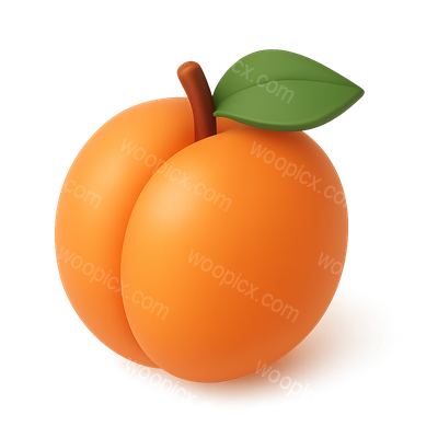 Stylish 3D Apricot Icon with Leaf Design