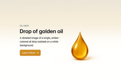 Realistic Golden Oil Drop on Light Background