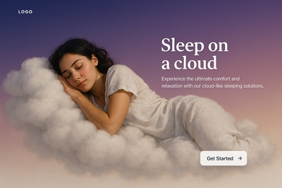 Dreamy Scene of a Woman Sleeping on a Cloud