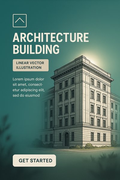 Stylized Vector Illustration of an Architecture Building