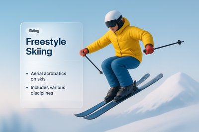 Dynamic Freestyle Skiing Illustration with Stylish Overlay