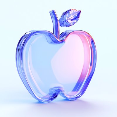 Stylized Glass Apple Sculpture with Soft Colors