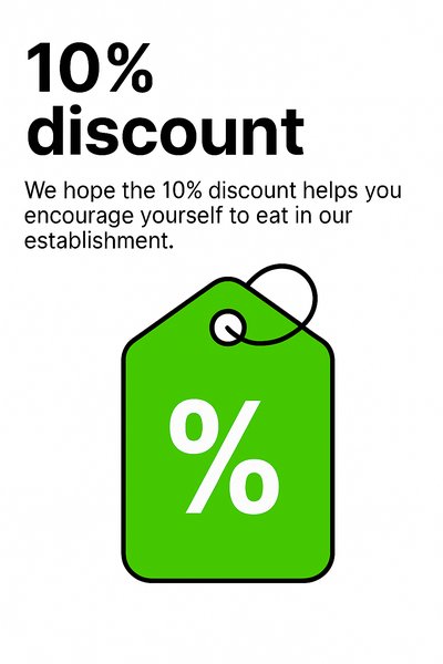Promotional Discount Tag Graphic with Engaging Message